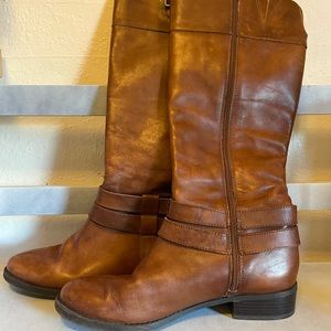 INC women’s Leather riding Boots size 7 1/2 style Frankii/brown.  EUC. 1” heel.